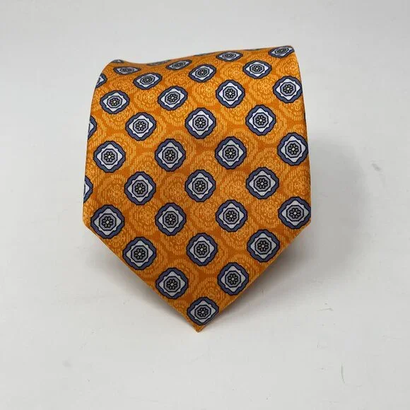 NEW brioni orange print silk mens neck tie